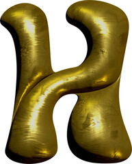 Shiny gold balloon metallic letter H capital.