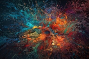 Aufkleber - vibrant and colorful abstract painting with a mix of hues and tones created with generative ai techn