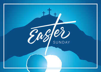 easter sunday, holy week - calligraphy poster. celebrate the resurrection, poster template with calv