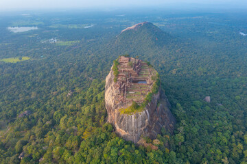 Poster - Sunset aerial view of Sigiriya rock fortress in Sri Lanka