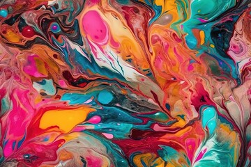 Poster - vibrant and colorful painting with an abstract style created with Generative AI technology