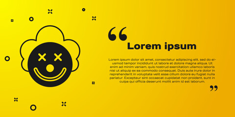 Wall Mural - Black Clown head icon isolated on yellow background. Vector