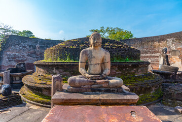 Sticker - Buddha at vatadage at the quadrangle of Polonnaruwa ruins, Sri Lanka