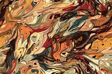 Poster - vibrant and colorful abstract painting with a mix of different hues and shades created with Generative AI technology
