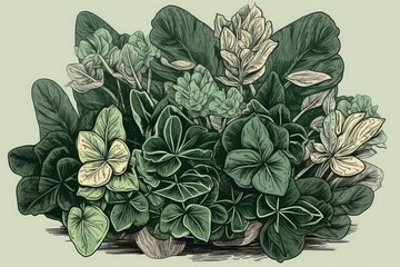 Wall Mural - colorful bouquet of flowers with green foliage created with Generative AI technology