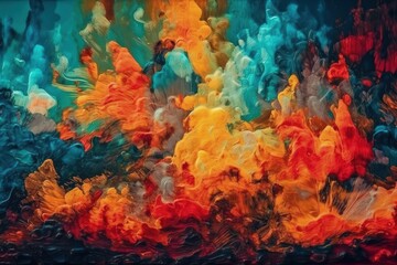 Sticker - vibrant abstract painting with bold colors and unique shapes created with Generative AI technology