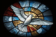 beautiful stained glass holy spirit dove, pentecost, Generative AI