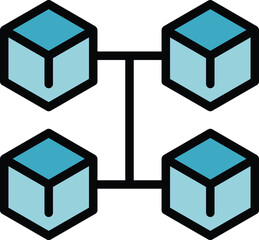 Sticker - Blockchain market icon. Outline Blockchain market vector icon for web design isolated on white background color flat