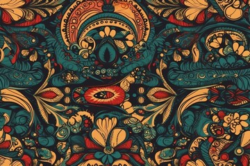 Poster - vibrant and intricate wallpaper design created with Generative AI technology
