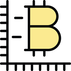 Poster - Monitoring bitcoin icon. Outline Monitoring bitcoin vector icon for web design isolated on white background color flat