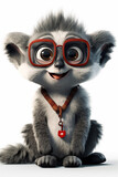 Fototapeta  - Adorable Anthropomorphic Lemur With Heart Patch And Glasses Smiling Happily Generative Ai Digital Illustration Part#280323