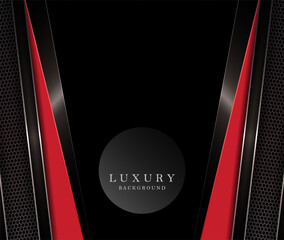 Wall Mural - Geometric black composition with red slanting mesh curtains