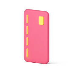 Poster - Debit credit card pink e money currency cashless payment banking customer identity 3d icon vector