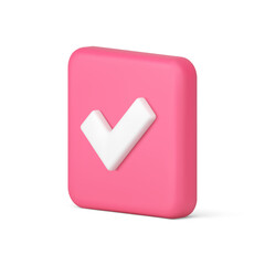 Poster - Done check mark squared button like correct agree decision choice option 3d icon realistic vector