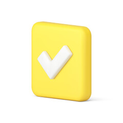 Poster - Checkmark checkbox check mark done accept yellow button isometric 3d icon realistic vector