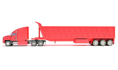 Sticker - Semi Truck with Tipper Trailer 3D rendering on white background