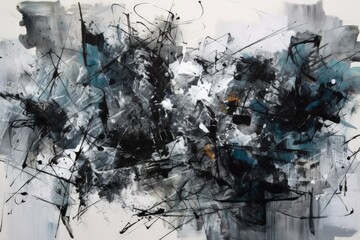 Poster - monochromatic painting using only black and white colors created with generative ai technology