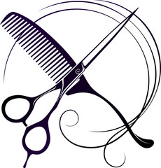 Wall Mural - Hair stylist scissors and comb. Design for beauty and hair salon