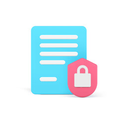 Poster - document data confidential information security access protection lock shield 3d icon vector