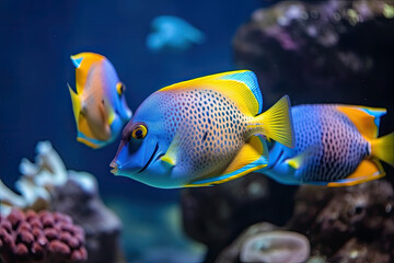 Wall Mural - tropical fishes in the coral reef, generative AI