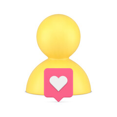 Poster - Personal account social media network like add friend contact notification 3d icon realistic vector