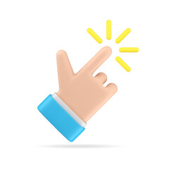 Poster - business man hand human finger click pointer web screen cursor gesture 3d icon realistic vector