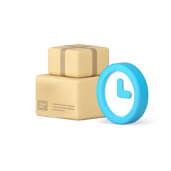 Poster - Postal parcel express delivery cardboard box logistic distribution shipment service 3d icon vector