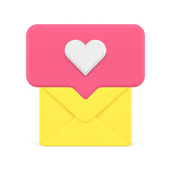 Poster - Like message love email yellow envelope social media network chat notification 3d icon vector