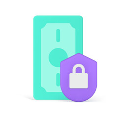 Poster - Cash money dollar currency banking safety security guarantee shield lock 3d icon realistic vector
