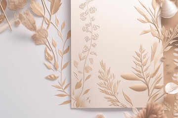 Wall Mural - A white paper with gold flowers on it Generative AI