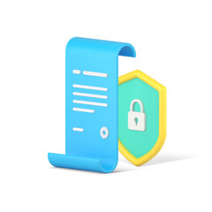 Poster - contract agreement business confidential document security guard protection 3d icon realistic vector