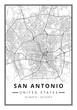 Street map art of San Antonio city in USA - United States of America - America