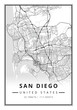 Street map art of San Diego city in USA - United States of America - America