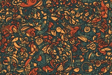 Poster - vibrant and eclectic pattern with a myriad of colorful elements created with Generative AI technology
