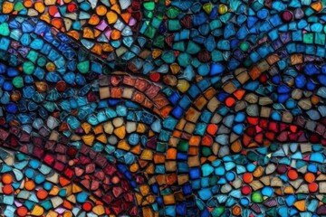 Poster - vibrant and intricate mosaic pattern created with generative ai technology