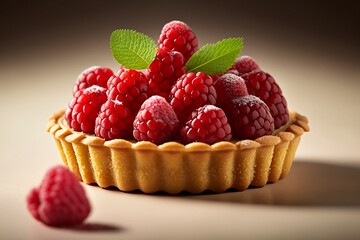 Wall Mural - Raspberry Tart with Mint Leaves 