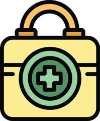 Poster - First aid kit icon. Outline First aid kit vector icon for web design isolated on white background color flat