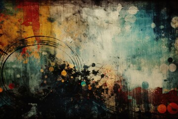 Poster - colorful abstract painting with dynamic brushstrokes created with Generative AI technology