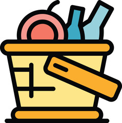 Poster - Handle picnic basket icon. Outline Handle picnic basket vector icon for web design isolated on white background color flat