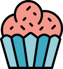Poster - Muffin icon. Outline Muffin vector icon for web design isolated on white background color flat