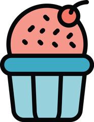 Poster - Dessert muffin icon. Outline Dessert muffin vector icon for web design isolated on white background color flat