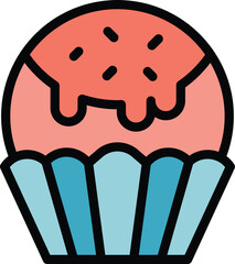 Poster - Icing muffin icon. Outline Icing muffin vector icon for web design isolated on white background color flat