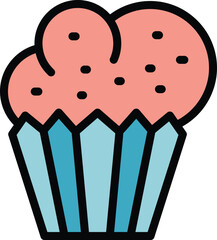 Poster - Sugar muffin icon. Outline Sugar muffin vector icon for web design isolated on white background color flat