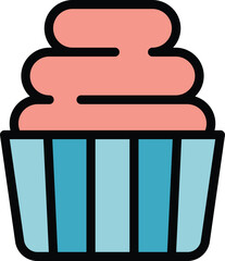 Poster - Holiday muffin icon. Outline Holiday muffin vector icon for web design isolated on white background color flat