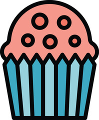 Poster - Decoration muffin icon. Outline Decoration muffin vector icon for web design isolated on white background color flat