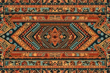 Poster - vibrant and colorful pattern with a variety of hues and shapes created with Generative AI technology