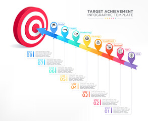 Wall Mural - target achievement staircase infographic steps template background