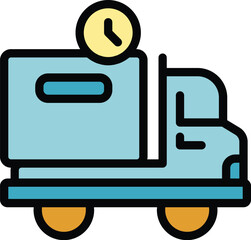 Poster - Truck delivery icon. Outline Truck delivery vector icon for web design isolated on white background color flat