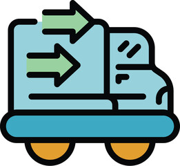 Poster - Shipping truck icon. Outline Shipping truck vector icon for web design isolated on white background color flat