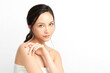 © kitthanes  - Beautiful young asian woman with clean fresh skin on white background, Face care, Facial treatment, Cosmetology, beauty and spa, Asian women portrait.